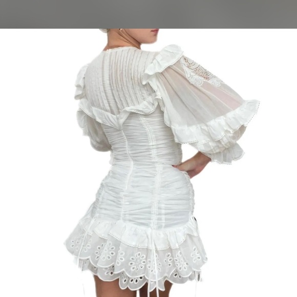 NWT FARM Rio White Ruffled Mini Dress - Picture 5 of 14